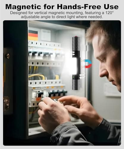 USB C Rechargeable LED Flashlight with Magnetic Base& COB Work Light, 120° Adjustable, Screwdriver & Emergency Window Breaker, 7 Modes, Super Bright Flash Light for Car, Camping & Emergency Use - Thumbnail 5