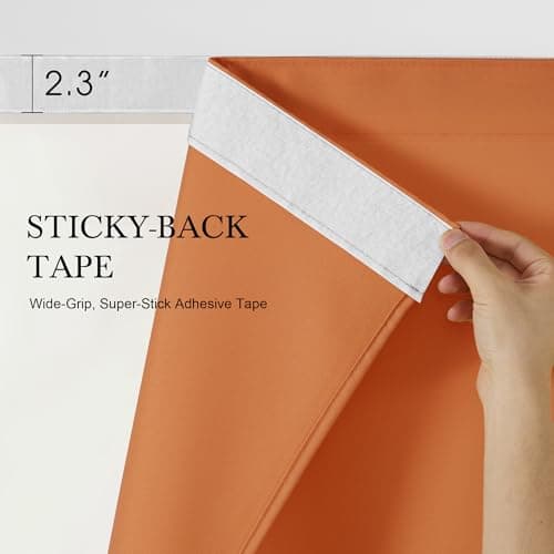 NICETOWN Canvas Outdoor Curtains for Decor 2 Panels, Orange, W52 x L84 per Panel - Waterproof & Windproof Sun Shades with Peel/Stick Top & Back Tab Bottom, Free Rope and 2 Tiebacks - Thumbnail 3