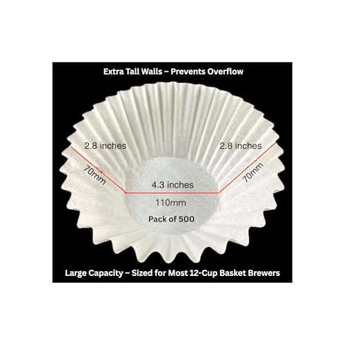 Pine & Pebble® 12-Cup Large Commercial Coffee Filters, 500 Count | Tall-Walled Basket Style (9.84" x 4.33") | No Grounds, No Mess | Fits BUNN & Standard Coffee Makers | Bulk for Cafés & Offices - Thumbnail 4