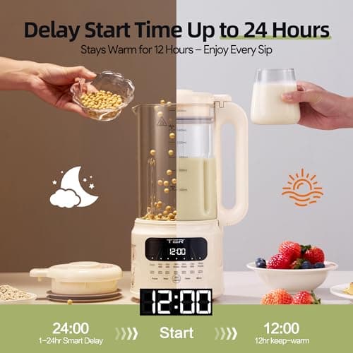 TER Glass Nut Milk Maker Machine for Almond/Oat/Soy Milk with 7 Accessories - Thumbnail 5