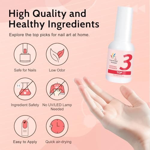 Lavender Violets Dip Powder Liquid Set with Activator, Base Top Coat and Brush Saver 0.5oz/Bot Nail File Necessary Tools for Dipping Powder Acrylic Manicure Pedicure J775 - Thumbnail 3