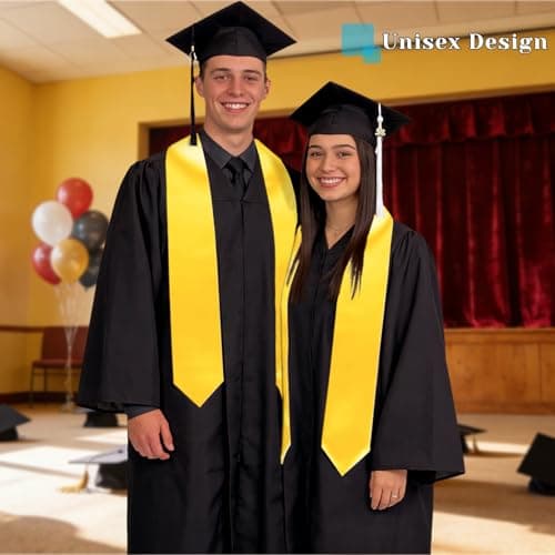 Oeyliz Graduation Stole Class of 2026 Stoles for Graduation 2026 Unisex Adults Blank Graduations Stole 72 Inch Plain Gold Graduations Stoles - Thumbnail 4