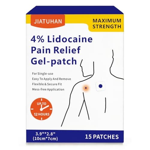 JIATUHAN 4% Lidocaine Pain Relief Patches – Maximum Strength for Back, Neck, Joint & Muscle Pain – Long-Lasting & Flexible – 15 Patches - Image 1