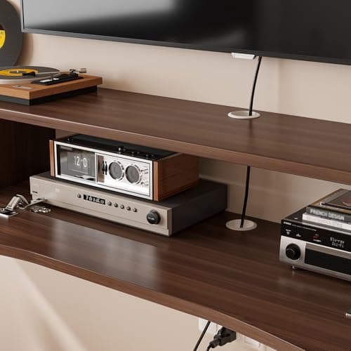 FurniNova Floating TV Stand,70'' Wall Mounted TV Cabinet,Floating TV Console,Under TV Shelf with 1 Door and 2 Cabinets for TVs up to 75''(Walnut) - Thumbnail 6