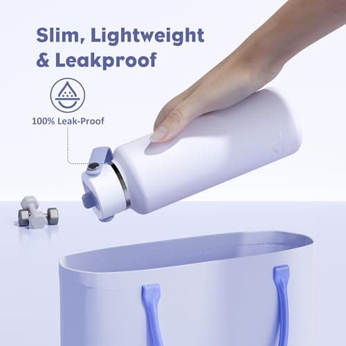 POWCAN 18 oz Slim Insulated Water Bottle: Leakproof, Lightweight, Cold for 24 Hrs, Double Walled Stainless Steel Water Bottle with Straw for Outdoors, Travel, Hiking, Biking, Sport (Lupine Haze) - Thumbnail 3