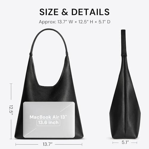 Hobo Bag for Women, Soft Vegan Leather Tote Shoulder Bags, Slouchy Designer Purse, Stylish Large Handbag - Thumbnail 5