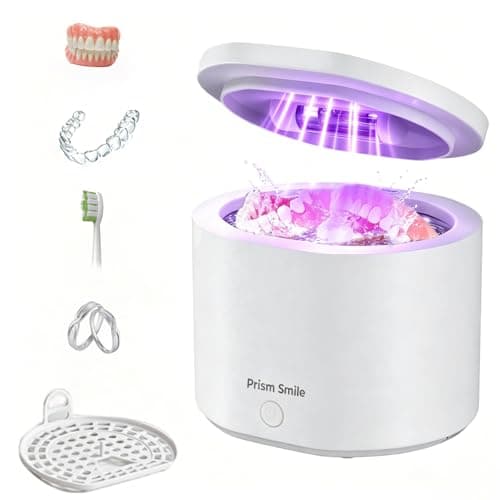 Prism Smile Ultrasonic Retainer Cleaner with UV Sanitizer – 42kHz High Power Cleaning Pod, One-Touch Operation, 200ml Portable Tank for Dentures, Aligners and Night Guards