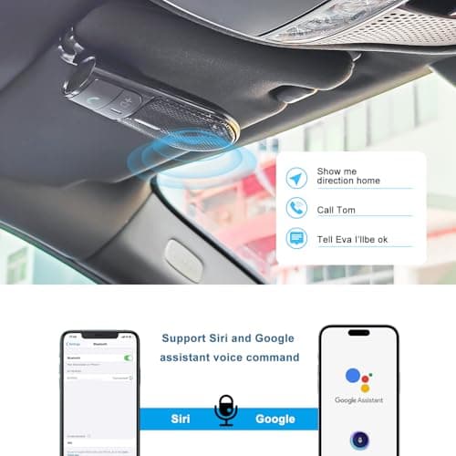 Sunitec Hands-Free Bluetooth Speaker for Car: Handsfree Wireless Speaker Kit for Cell Phone in Car - Support Auto Power On Siri Google Voice Assistant with Mic Compatible with Samsung Android iPhone - Thumbnail 3