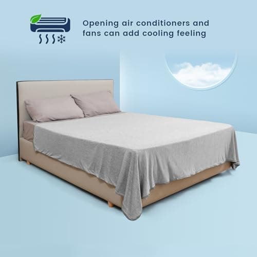 Danctec Cooling Blanket for Hot Sleepers, Cool Throw for Hot Flashes or Night Sweats, Q-Max>0.45 Cool Fiber for Home Bed Camping Travel, Lightweight, Soft, Double or Queen Size, 79x86 inch, Grey - Thumbnail 5