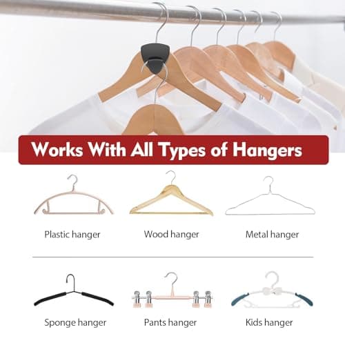 Latoxcaa Space Saving Hanger Hooks 20Pcs, Upgrade Heavy Duty Space Saver Hangers Connector Hooks for Clothes, Premium Hanging Closet Organizer for Dorm, Ganchos para Colgar Ropa, Black - Thumbnail 5