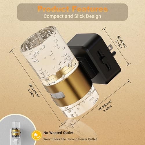 JandCase Motion Sensor Night Light, Night Lights Plug into Wall,3000K Soft White 0-100 LM Dimmable LED Night Light, Motion Activated Nightlight for Bathroom Hallway Decor - Thumbnail 3