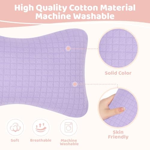 vocheer 11x7in Mini Travel Pillow, Small Pillows for Resting, Tiny Pillows for Neck, Wrist, Lumbar and Knee, Pets Pillow, Cotton, Cover Removable, Machine Washable (Purple-1PC) - Thumbnail 2