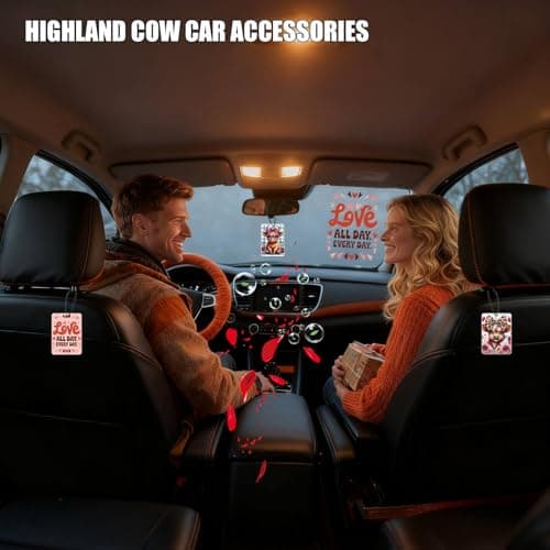 Car Air Fresheners Highland Cow Gifts Ornament for her 8 Pack, Cute Cow Hanging Car Accessories Interior for Women Wife Girls Lover Home Decorations Gift Birthday Party Valentines Day Gifts - Thumbnail 3