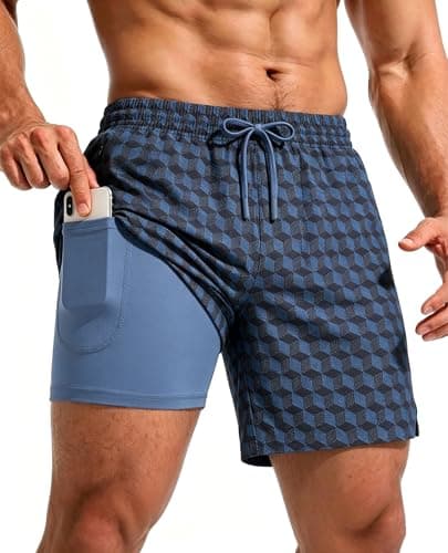 CoozySphere Men's 2 in 1 Athletic Running Shorts Quick Dry 5 Inch Lightweight Workout Gym Shorts with Liner and Pockets L - Image 1