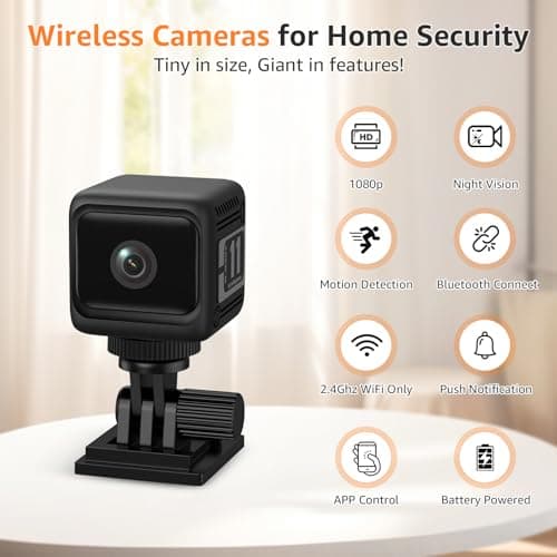 syomiyurx 2026 Upgrade Small Security Camera 2.4G WiFi Only Wireless Camera 1080P Mini Nanny Cam for Baby Pet Auto Night Vision 1600mAh Battery Indoor Cameras Motion Detection for Home Security - Thumbnail 2