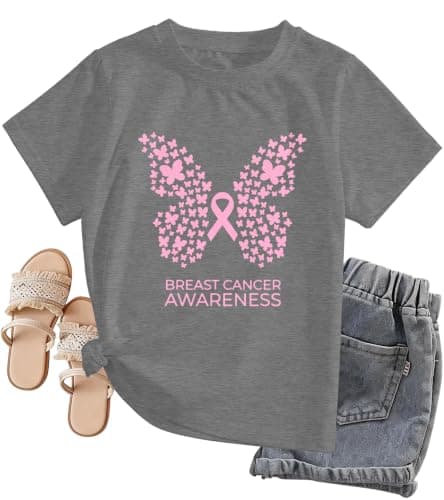 Breast Cancer Awareness Shirt Women, Pink Butterfly Tee, Breast Cancer Gift,Pink Ribbon T Shirt, Cancer Survivor Tee - Image 1