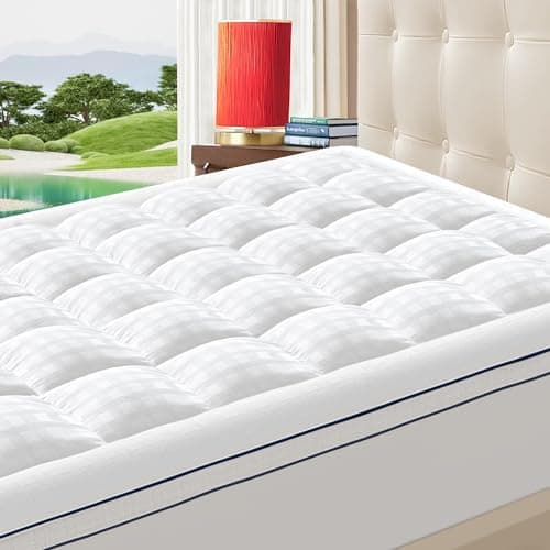 ABENE Mattress Topper for Back Pain Relief, Extra Thick Mattress Pad Pillowtop, Soft Cotton Cover with 8"-21" Deep Pocket, 1300gsm Overfilled Down Alternative Filling (Cotton White, Full) - Image 1