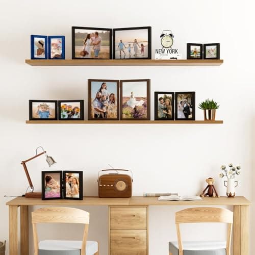 decorUhome Double 8x10 Picture Frame Vertical, Engineered Wood Bifold Photo Frame with Plexiglass for Tabletop Display, 8x10, Royal Blue - Thumbnail 6
