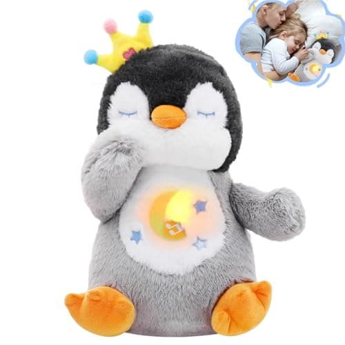 FATIRO Breathing Stuffed Animal, Soothe Snuggle Penguin Plush for Anxiety, Breathing Buddy with Interactive Realistic Breathing Motion & Gentle Snoring Plush for Babies Kids and Adults (Penguin) - Image 1