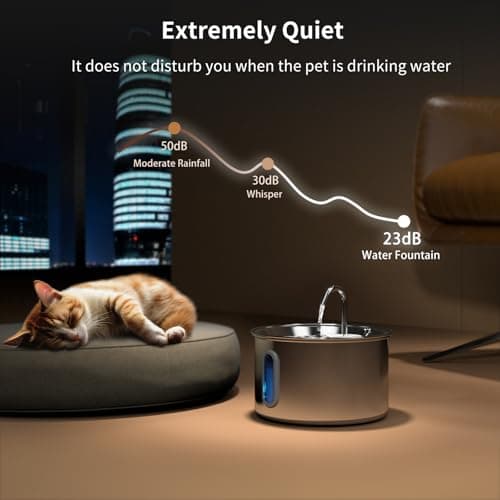 Stainless Steel Cat Water Fountain, Corded 3L/101oz Pet Water Fountain, Dog Waterer with Quiet Pump and 4-Layer Filtration for Cats and Dogs - Thumbnail 3