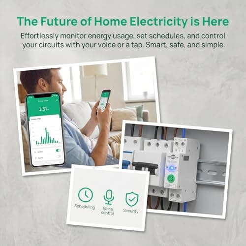 WiFi Smart Switch, 1-63A Adjustable WiFi Circuit Breaker, Smart Life/Tuya APP Remote Control Monitor Voltage Power Energy Usage, Compatible with Alexa Google Home, DIN Rail Mountable - Thumbnail 4