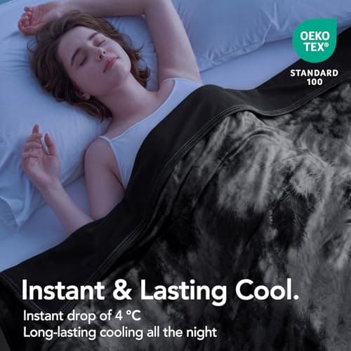 Topcee Cooling Blanket (90"x104"King Size) for Hot Sleepers,Absorbs Heat to Keep Body Cool for Night Sweats,100% Oeko-Tex Certified Cool Fiber,Breathable,Comfortable, Hypo-Allergenic, All-Season. - Thumbnail 2