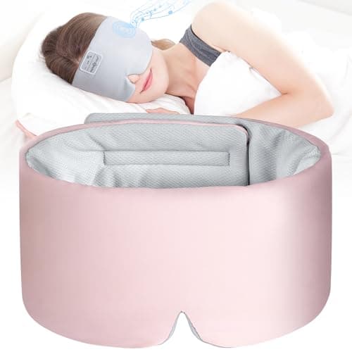 MUSICOZY Ice Silk Sleep Headphones with Bluetooth Mask, Eye Mask for Sleeping in Total Darkness, 5.4 Bluetooth Sleep Mask Sleep Headphones, Soft, Gifts for Men Women (Pink) - Image 1