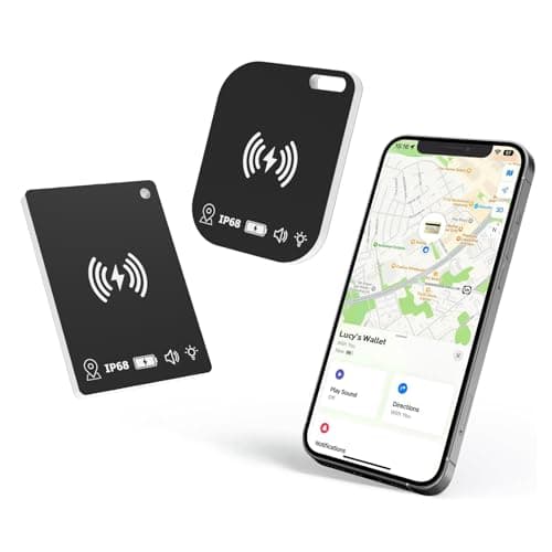 KZO Wallet Tracker Card Rechargeable Tracking Cards, Works with Apple Find My APP (iOS Only), IP68 Waterproof, for Luggage/Purses/Passports/Keys/Backpacks, 2 Pack
