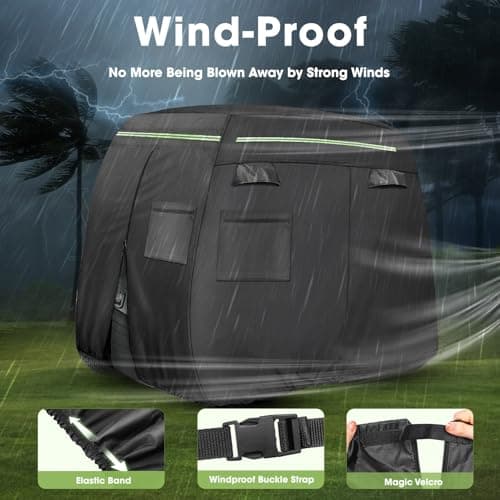 Xoxocos Golf Cart Covers 6 Passenger, Heavy Duty 600D Waterproof Golf Cart Seat Cover EZGO, Club Car, Yamaha, Outdoor 6 Seater with Reflective Strips, Zippered Pockets, Zipper Doors - Thumbnail 5