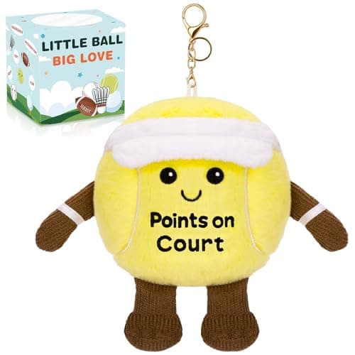 Dalycro Tennis Ball Plush Keychain for Backpack, Cute Tennis Ball Gift for Coach Sports Fans Lover Women Men (Yellow)