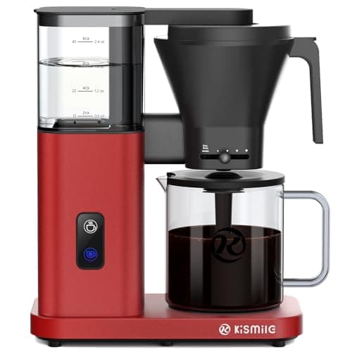 Kismile Drip Coffee Machine,SCA Certified Coffee Maker,Pour Over Coffee Brew with 3s Instant Heat 197-205℉, Adjustable Flow Control, Deep Cold Brew & Keep Warm 40 Min, Easy to Clean (Red) - Image 1
