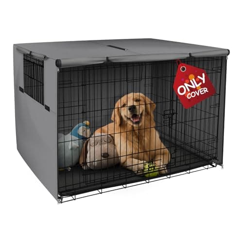 Explore Land Dog Crate Cover Heavy Duty Polyester Pet Kennel Sunshade Universal Fit for 36 inches Wire Cage (Grey) - Image 1