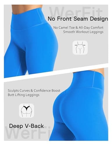 Unthewe High Waisted Butt Lifting Workout Gym Leggings for Women Buttery Soft Athletic Yoga Pants(U810-Royal Blue-M) - Thumbnail 4