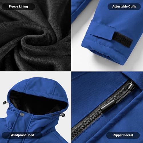 Brimekey Heated Jackets for Men with Fleece Lining, 20000mAh 7.4V Battery Pack Men's Heated Coat, 6 Heating Zones Windproof Waterproof Electric Hoodie Jacket Skiing Hunting - Thumbnail 6