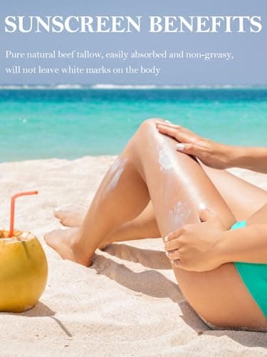 Beef Tallow Sunscreen for Face, Natural Reef Safe Sunblock for Face Body, Non Greasy Clean Travel Sun Screen Sunblock for Sunmmer Beach Outdoor Travel, 2.46 OZ - Thumbnail 6