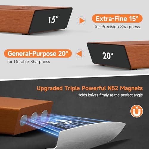Rolling Knife Sharpener, Diamond & Ceramic Discs, 15° & 20° Magnetic Angles, Fast & Safe for Any Blade Hardness, Sharpening Kit for Kitchen & Pocket Knives, Razor-Sharp Edge, Leather Strop, Ideal Gift - Thumbnail 4