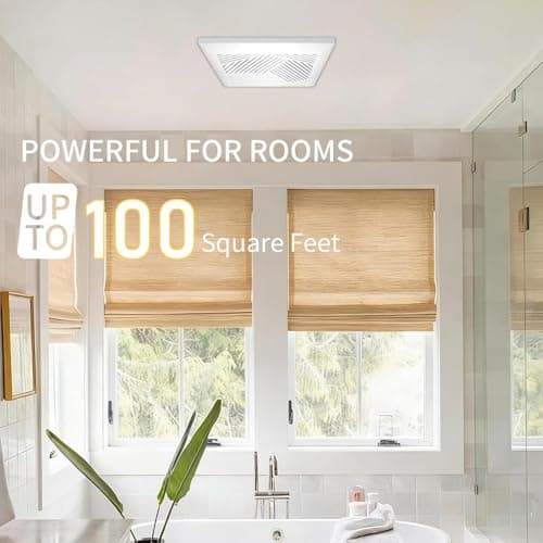 NOVELUX Bathroom Exhaust Fan: 88 CFM Quiet 1.2 Sones Ceiling Mount Bathroom Vent Fan 7.5"x7.8" High Airflow Household Ventilation Fans for Bedroom Laundry Kitchen - UL & HVI Certified - Thumbnail 4