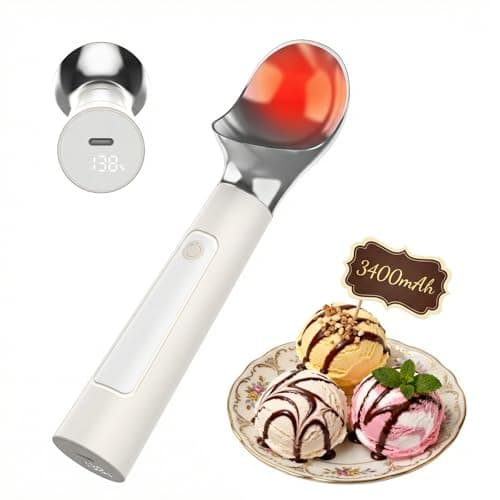 Dalicode Heated Ice Cream Scoop – Electric Scooper for Hard Ice Cream and Desserts, Handheld Heating Up to 158°F, Rechargeable with LED Display, Easy to Clean, Ideal Summer Gift (Upgraded White) - Image 1