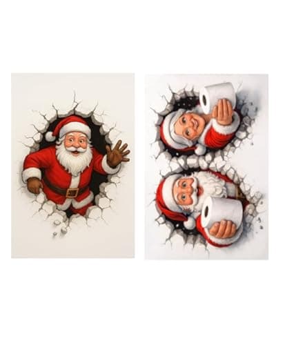 Carastora 2-Pack Vintage Christmas Holiday Decorative Tin Signs – 12×8 Inches, Santa-Themed, Suitable for Indoor and Outdoor Use, Winter Decorations, Perfect for Gift-Giving, and Great for the Home, Bathroom, Garage, or Patio. - Image 1