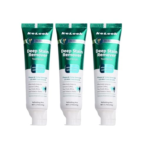 KeLeek 3PCS Deep Stain Remover Whitening Toothpaste,Bee Wasp Venom Sensitive Gum & Teeth Toothpaste,Plaque & Tartar Remover- Effectively Removes Coffee, Tea, Food, Wine, and Tobacco Stains - Image 1