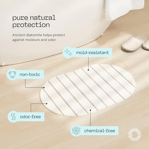 Deepstone Foldable Stone Bath Mat – Large Diatomaceous Earth Mat, Quick Dry with Non-Slip Base, Water Absorbing Bathroom and Shower Stone Mat, Easy to Clean (24” x 15”), White - Thumbnail 4