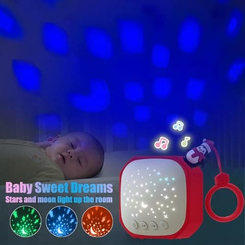 Portable Sound Machine for Baby Sleep Aid Relaxation | White Noise Machine with Star Projector | Calm Soother Music Sound with Hook for Nursery, Travel, Bedroom,Christmas Holidays Gifts (Penguin) - Thumbnail 2