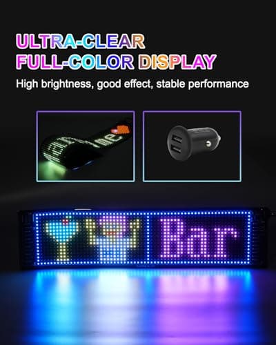 wooaismart Programmable LED Scrolling Sign - Full Color Display Board with Bluetooth APP Control - Custom Text & GIF Patterns - Perfect for Business Advertising & Car Displays (Full Color, 23" x 5") - Thumbnail 5