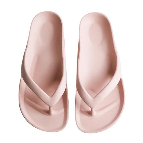 GETOEU Arch Support Flip Flops for Women and Men Soft Cushioning EVA Thong Sandals with Thick Sole, Non-Slip Quiet Outsole, Shock Absorbing Shower & Beach Flip Flops,Pink - Image 1