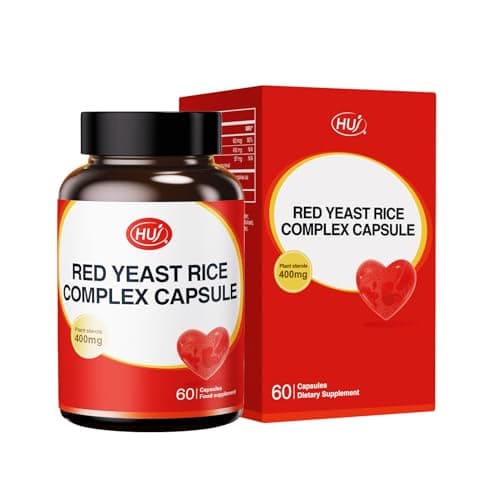 HUJ Red Yeast Rice Complex Capsule - Contains Red Yeast Rice Powder, Plant Sterols & Vitamin K2 - Maintain Healthy Cholesterol Levels and Supports Cardiovascular Health - 60 Capsules - Image 1