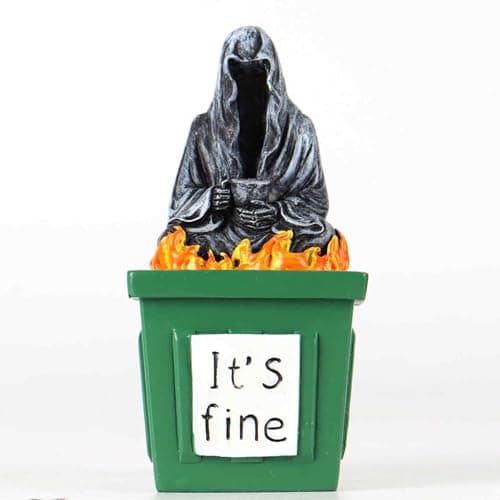 TTDOM Grim Reaper Statue Gothic Decor Dumpster Fire Gifts for Coworkers Boss Gifts Housewarming Gifts Bookshelf Decor for Home Office - Image 1