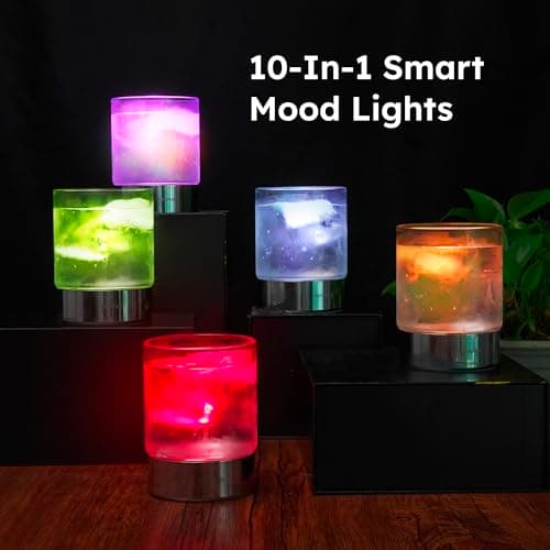 smokpub Spinning Whiskey Glasses with RGB LED Lights, Old Fashioned Cocktail Glasses with Manual Rotating Base, Bourbon Whisky Scotch Glass Men Gifts for Fathers Day, Birthday, Anniversary - Thumbnail 3