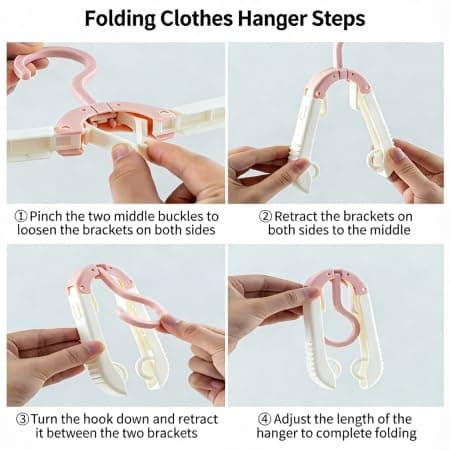 3-Speed Adjustable Foldable Clothes Hanger: 3D Arc Shoulder, Built-in Side Hooks, Compact for Home Closet & Travel, Fits Shirts/Coats, Space-Saving & Sturdy - Thumbnail 2