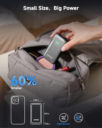 Portable Charger with Built in 25.6in Retractable Cable and Wall Plug, 10000mAh USB C Travel Power Bank, 35W Fast Charging Battery Pack Compatible with iPhone 16 15 14 13 Samsung Android Phone etc - Thumbnail 6