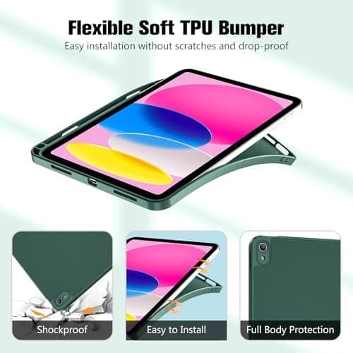 ProCase for iPad (A16) 11th Gen 11 inch 2025/10th Generation 10.9 inch 2022 Case with Pencil Holder, Full Camera Protection Slim Case with Soft TPU Back Cover -Midnight Green - Thumbnail 4